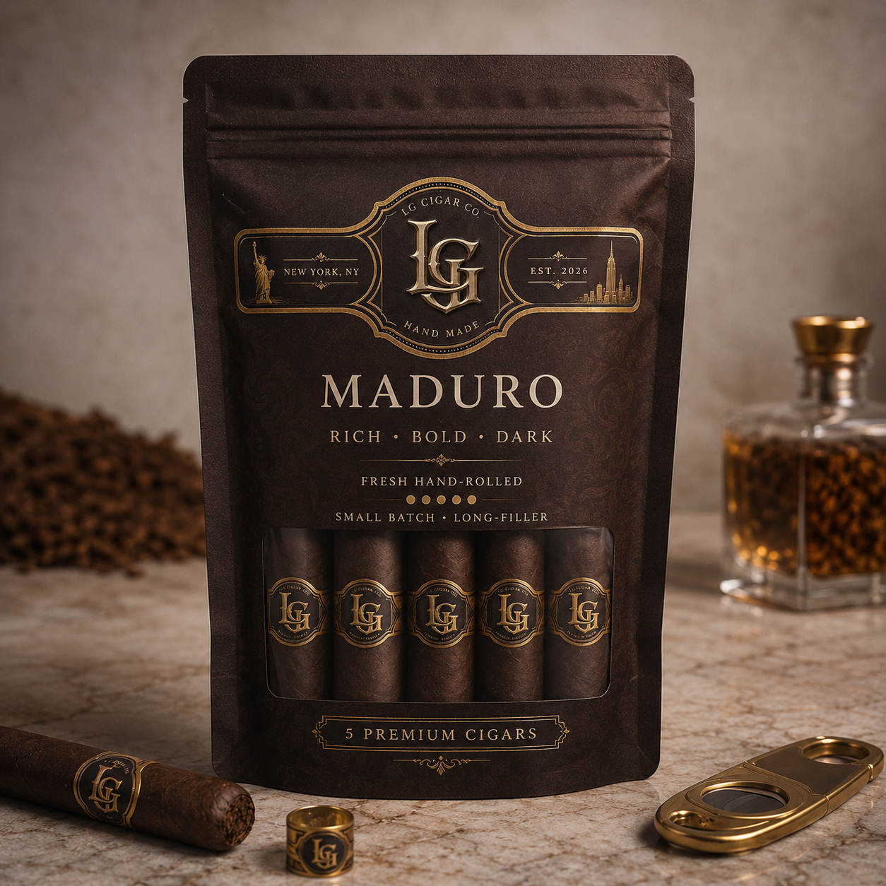 Custom Mylar Humidor Cigar Bags – 5 Pack